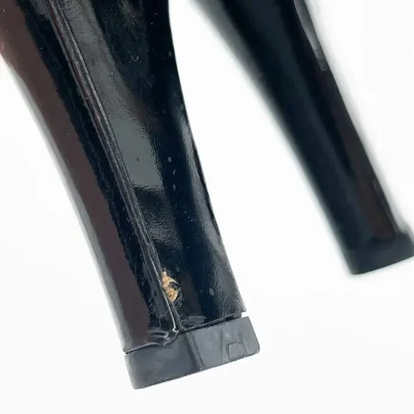 Chanel Vintage Beige Black Patent Leather Cap Toe CC Logo Strappy Heels EU 40 - Picture 11 of 16